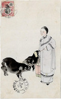CHINE - AQUARELLE - Carte Peinte à La Main ( Hand Painted Map ) Blacks Pigs - Chine