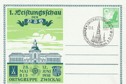 Allemagne Entier Postal Illustré Zwickau 1937 - Postwaardestukken