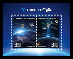 Turkey 2021 MiNr. 4638/39 (Bl.210) Space. Türksat 5A Satellite MNH ** - Ungebraucht