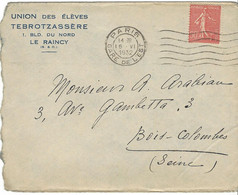 Enveloppe FRANCE N° 199 Y & T - 1903-60 Säerin, Untergrund Schraffiert