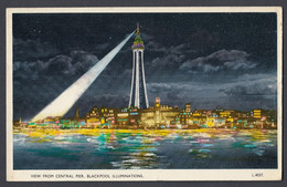 Vintage Postcard Postale Carte Postkarte View From Central Pier Blackpool Illuminations 1958 - Blackpool