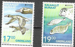 GREENLAND, 2021, MNH,EUROPA , ENDANGERED FAUNA, BIRDS, SEALS, 2v - Other
