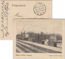 DR - Feldpostfaltbrief Ansicht Brest-Litowsk Bahnhof N. Offenbach 26.1.18 - Besetzungen 1914-18