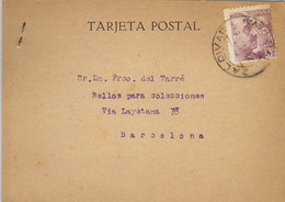 1946 VIZCAYA , T.P. CIRCULADA ENTRE ZALDIVAR Y BARCELONA , DIRIGIDA A FRANCISCO DEL TARRÉ - Lettres & Documents