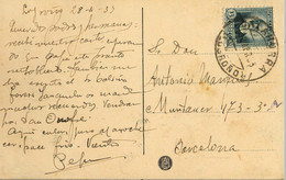 1933 LOGROÑO / LA RIOJA , T.P. CIRCULADA ENTRE CALAHORRA Y BARCELONA - Cartas & Documentos