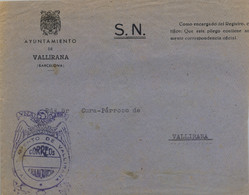 BARCELONA , SOBRE CIRCULADO CON FRANQUICIA DEL AYUNTAMIENTO DE VALLIRANA - Brieven En Documenten