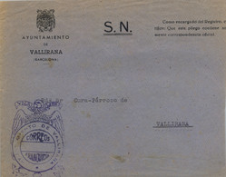 BARCELONA , SOBRE CIRCULADO CON FRANQUICIA DEL AYUNTAMIENTO DE VALLIRANA - Storia Postale