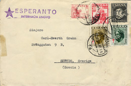 1948 CASTELLÓN , SOBRE CIRCULADO A SKOVDE EN SUECIA , ESPERANTO INTERNACIA LINGUO - Storia Postale