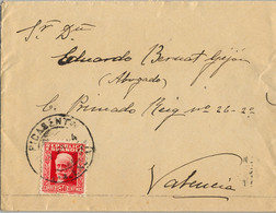 1934 VALENCIA , SOBRE CIRCULADO ENTRE PICASENT Y VALENCIA , LLEGADA CARTERIA - Storia Postale