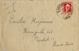 1933 PONTEVEDRA , SOBRE CIRCULADO ENTRE BANDEIRA Y BUENOS AIRES , LLEGADA AL DORSO - Cartas & Documentos