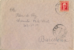 1933 BALEARES , SOBRE CIRCULADO ENTRE INCA Y BARCELONA - Covers & Documents