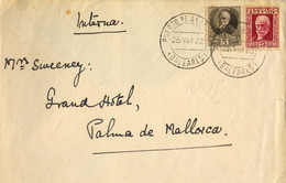 1932 BALEARES , SOBRE COMERCIAL CIRCULADO ,  PUERTO DE ANDRATX - GRAND HOTEL  , CORREO INTERIOR - Lettres & Documents