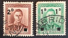 1941 - New Zealand - King George VI - Surcharge 1d  And 2d - Used - Unused Stamps