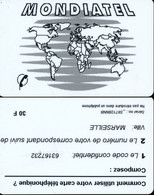PREPAYEE MONDIATEL 30F Marseille VARIETEE DOS INVERSE Ref T46 - Prepaid Cards: Other