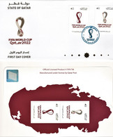 LOGO / EMBLEM - FIFA World Cup Qatar 2022 - Stamp Sheet, Postcard & First Day Cover FDC - Football Soccer Sports Map - Qatar