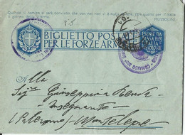 BIGLIETTO FRANCHIGIA POSTA MILITARE 161 1943 MAZARA DEL VALLO X MONTELEPRE - Military Mail (PM)