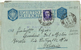 BIGLIETTO FRANCHIGIA POSTA MILITARE 101 VALONA ALBANIA 1943 IESOLO - Military Mail (PM)