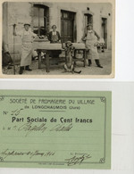 LONGCHAUMOIS PHOTO DE LA FROMAGERIE +CARTE DE SOCIETAIRE COMTE CHARLES PAGILLON - Sonstige Gemeinden
