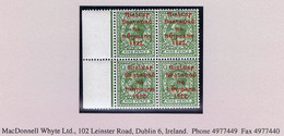 Ireland 1922 Thom Rialtas 5-line Ovpt In Red On 9d Olive-green Block Of Four Brilliantly Fresh Mint Unmounted - Unused Stamps