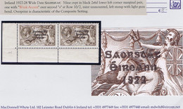 Ireland 1927-28 Wide Date Saorstát 3-line Overprint On 2/6d, Var "Weak Accent On A" Of Row10/2 In A Corner Pair Mint - Unused Stamps