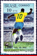 Ref. BR-1144 BRAZIL 1969 FOOTBALL SOCCER, 1,000TH GOAL BY PELE,, SPORT, MI# 1238, MNH 1V Sc# 1144 - Otros