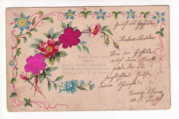 Carte Allemande - Gaufrée - 2 Fleurs Brodées - Postée De Hochfelden - 67 - 2/12/1902 Pour Sacramento Californie - Embroidered