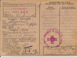 Kriegsgefangenenpost Prisonnier De Guerre Stalag X B Sandbostel Croix Rouge Red Cross Envoi De Colis Jodoigne Feldpost - Briefe U. Dokumente