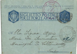 BIGLIETTO FRANCHIGIA POSTA MILITARE 402 1943 DURAZZO ALBANIA X MARIANOPOLI - Military Mail (PM)