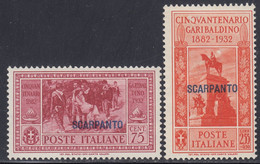 1932 2 Valori Sass. 22-25 MH* Cv 84 - Aegean (Scarpanto)