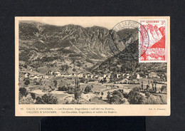 8027-FRENCH ANDORRE-OLD POSTCARD VALLS D'ANDORRA To PARIS (france).1956.Andorra.Tarjeta Postal.carte Postale - Storia Postale