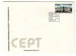 Pologne - Lettre De 1991 - Oblit Warsawa - Idées Européennes - Conférence Télécommunications - Covers & Documents