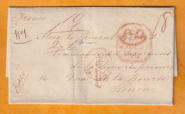 1847 - QV - Lettre Pliée Avec Corresp. De 3 P En Français De Kensington Vers Rouen, France - Port Payé En Angleterre - Marcofilia