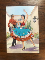 Carte Postale Ancienne Brodée * CP Illustrateur V. CEGARRA * Dance Dancer Dancing * Espana - Bestickt