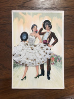 Carte Postale Ancienne Brodée * CP Illustrateur * Dance Dancer Dancing * Espana - Ricamate
