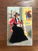 Carte Postale Ancienne Brodée * CP Illustrateur J. BRIONES * Cordoba * Espana - Embroidered