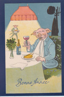 CPA Cochon Pig écrite Position Humaine - Varkens