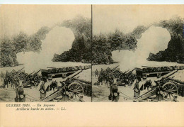 Militaria * Cpa Stéréo * En Argonne , Artillerie Lourde En Action * Guerre 1914 1916 * Ww1 War - War 1914-18