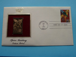 SPACE FANTASY - SATURN PATROL ( 22kt Gold Stamp Replica ) First Day Of Issue 1993 > HUNTSVILLE, Al, USA ! - 1991-2000