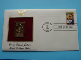PERCY LAVON JULIAN - BLACK HERITAGE SERIES ( 22kt Gold Stamp Replica ) First Day Of Issue 1993 > USA ! - 1991-2000