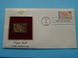 OREGON TRAIL - 150th ANNIVERSARY ( 22kt Gold Stamp Replica ) First Day Of Issue 1993 > USA ! - 1991-2000