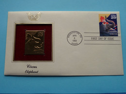 CIRCUS - ELEPHANT ( 22kt Gold Stamp Replica ) First Day Of Issue 1993 > USA ! - 1991-2000