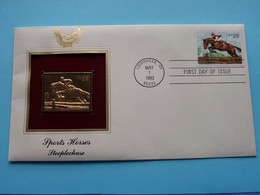 SPORTS HORSES - STEEPLECHASE ( 22kt Gold Stamp Replica ) First Day Of Issue 1993 > USA ! - 1991-2000