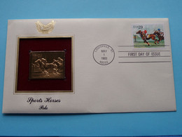 SPORTS HORSES - POLO ( 22kt Gold Stamp Replica ) First Day Of Issue 1993 > USA ! - 1991-2000