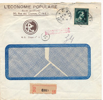 RECOMMANDEE  1946   CINEY - Cartas