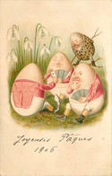 JOYEUSES PAQUES -   Carte Surréaliste, œufs Jouant Aux Cartes. - Easter