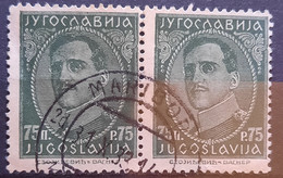 KING ALEXANDER-75 P-PAIR-ERROR-RARE-POSTMARK MARIBOR-SLOVENIA-YUGOSLAVIA-1932 - Geschnittene, Druckproben Und Abarten