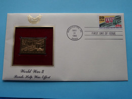 WORLD WAR II - BONDS HELP WAR EFFORT ( 22kt Gold Stamp Replica ) First Day Of Issue 1993 > USA ! - 1991-2000