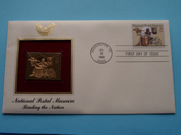 NATIONAL POSTAL MUSEUM - BINDING THE NATION ( 22kt Gold Stamp Replica ) First Day Of Issue 1993 > USA ! - 1991-2000