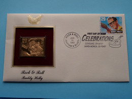 ROCK & ROLL - BUDDY HOLLY ( 22kt Gold Stamp Replica ) First Day Of Issue 1993 > USA ! - 1991-2000