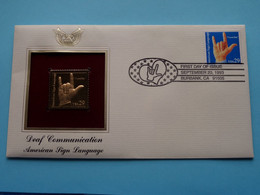 DEAF COMMUNICATION - AMERICAN SIGN LANGUAGE ( 22kt Gold Stamp Replica ) First Day Of Issue 1993 > USA ! - 1991-2000